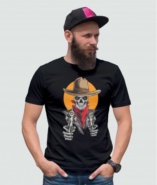 Мъжка тениска с щампа Готика Cowboy skull